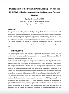 Investigation of the Dynamic Plate Loading Test with the Light-Weight Deflectometer