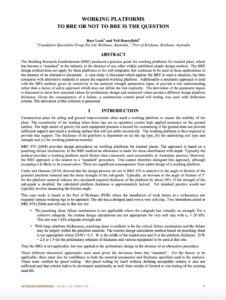 Working Platforms – To BRE or not to BRE is the question – Burt Look Foundation Specialists Group (Brisbane, Australia) and Neil Honeyfield Port of Brisbane (Brisbane, Australia) AGS Journal – 2016