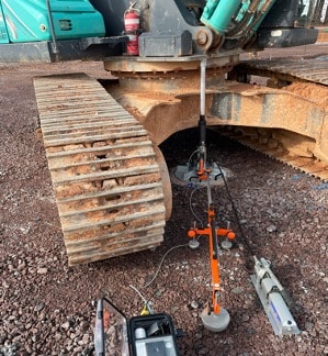 PLate Load Test AX01 WANT Geotechnics Tank Farm Excavator Counterweight PLate Load Test AX01 WANT Geotechnics Tank Farm Excavator Counterweight Plate Load Test PLT Reference Beam Anix DIN 18134 and ASTM 1195 / ASTM 1196 bearing capacity