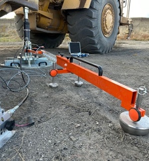 Plate Load Test AX01 with Impact Roller Counterweight DIN 18134 and ASTM 1195 / ASTM 1196 Plate Load Test AX01 with Impact Roller Counterweight DIN 18134 and ASTM 1195 / ASTM 1196 Plate Load Test PLT Reference Beam Anix DIN 18134 and ASTM 1195 / ASTM 1196 bearing capacity