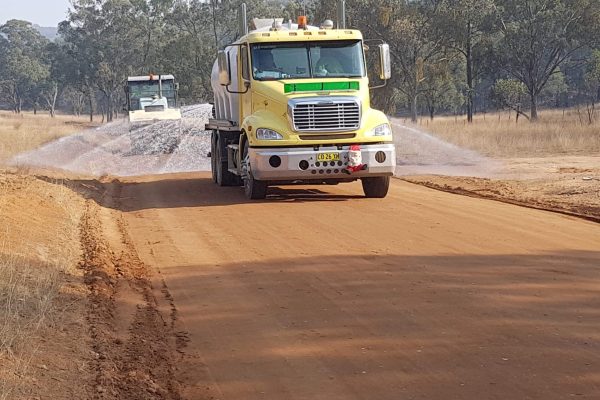 Water cart applying Terra 3000 Clay Soil Stabilisation Water cart applying Terra 3000 Clay Soil Stabilisation