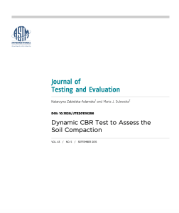Dynamic CBR Test to Assess the Soil Compaction Katarzyna Zabielska-Adamska and Maria J. Sulewska ASTM Journal of Testing & Evaluation VOL. 43 NO. 5 SEPTEMBER 2015