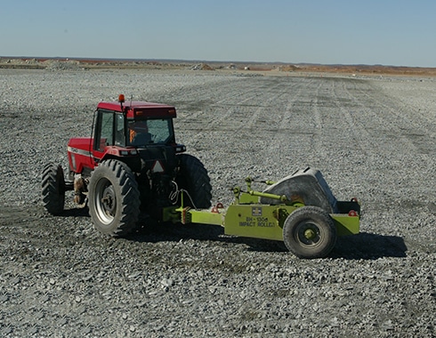 Impact Rolling to Rubbilise sharp oversize rock on Mine Pit Floor Impact Rolling to Rubbilise sharp oversize rock on Mine Pit Floor