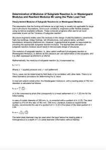 Determination of Modulus of Subgrade Reaction ks or Westergaard Modulus and Resilient Modulus Mr using the Plate Load Test