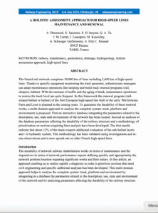 A holistic assessment approach for High Speed Lines Maintenance and Renewal - SNCF - Railway Engineering 2019
