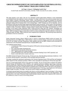 Ground Improvement of Contaminated Uncontrolled Fill using Impact Roller Compaction QJ Yang, A Succar, J McIlquham and K Chen 2020