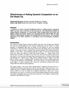 Effectiveness of Rolling Dynamic Compaction on an Old Waste Tip Bouazza Avalle 2006