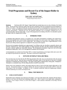Trial Programme and recent use of the Impact Roller in Sydney Derek Avalle Geoff Young 2004