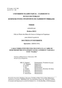 Caracterisation des sols de surface a l'aide du penetrometre dynamique leger a energie variable type Panda - Zhou - 1997