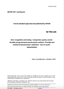 NF P94-105 October 2025 Soils - Cover page