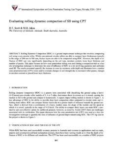Evaluating rolling dynamic compaction of fill using CPT - Scott & Jaksa - 2014