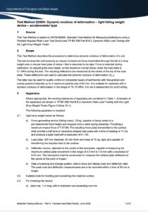 Test Method Q258A Dynamic Modulus of Deformation Light Falling Weight Device Accelerometer Type Department of Transport and Main Roads Queensland DTMR June 2025