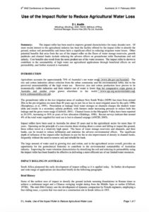 Use of Impact Roller to Reduce Agricultural Water Loss - D L Avalle 2004