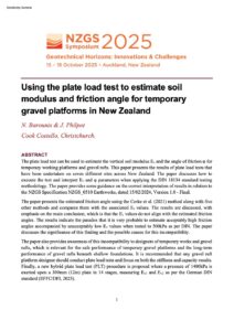 Using the Plate Load Test to Estimate Soil Modulus and Friction Angle for Temporary Gravel Platforms in New Zealand - Barounis & Philpot - Oct 2025